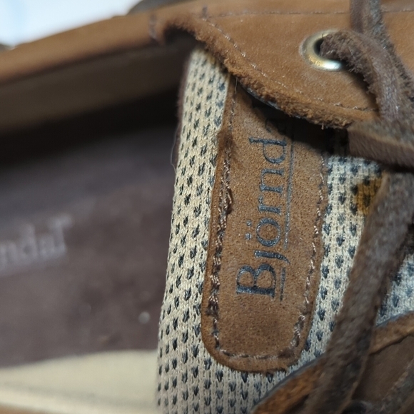 Bjorndal Chesapeake comfy classic brown leather slip on boat shoes. Sz 8 - Picture 5 of 10
